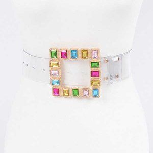 BNWT Plus Size Crystal Square Buckle Cleared Transparent Fashion Belt